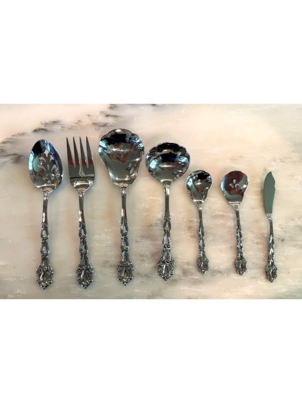Vintage Oneida Stainless Serving Set Ornate Flatware Hostess Set